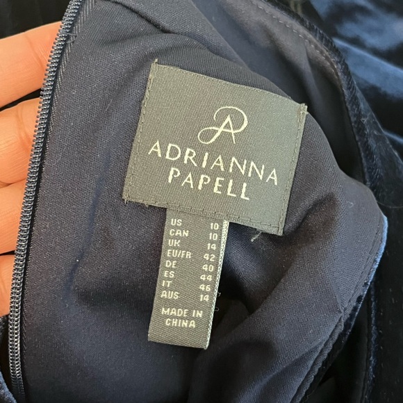 NWT Adrianna Papell Velvet Stretch Sheath Twist Front Halter High Low Hem Gown - Picture 8 of 16